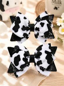 2pcs Red Cute Sweet Bow Hair Clips For Girls, Alligator Clips, Gift, Casual, Daily Wear Hair Accessories - Multicolor - View 2