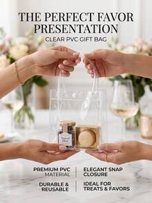 5/10/20pcs Transparent Gift Bags With Handles, Clear Plastic Gift Bags For Boutique, Wedding, Birthday Party, Baptism Party, Bachelorette Party, Graduation Gift Bags - One Size Fits All - View 6