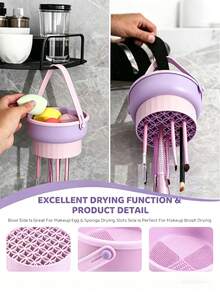 1/2pcs 2-In-1 Makeup Brush Cleaning Pad, Silicone Cleaning Bowl, Portable Foldable Makeup Brush Cleaning Bowl With Drying Rack, Suitable For Cleaning And Drying Makeup Brushes, Powder Puffs And Sponges - Multicolor - View 4