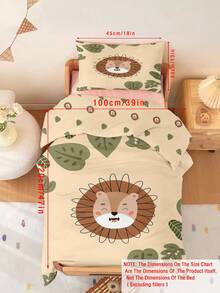 2pcs Cartoon Lion Theme Bedding Set, 100% Polyester (No Filling) Machine Washable, Suitable For Newborn Bed, Baby Crib And Holiday Gift - Multicolor - View 11