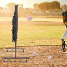 3-Height Adjustable Baseball Pitching Net, 9-Target Polyester Training Net With Lockable Swivel Casters For Backyard Softball Training - Black - View 10