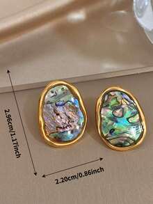 1對獨特藍色斑蝶耳釘女款，彩色不鏽鋼金色耳釘，適合旅行、派對、音樂節，珠寶禮物 - 彩色 - 查看 9