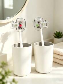 2D Flat Cute Cat-Shaped Toothbrush Travel Storage Box Set, Suitable For Daily Home And Business Travel, As Well As Outdoor Travel And Other Occasions, Essential Bathroom Supplies. Specially Designed Protective Cover For Toothbrushes, Not Only Keeps Toothbrushes Clean But Also Takes Care Of Oral Health. Essential Travel Toothbrush Protective Cover - Multicolor - View 4