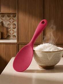 Cuchara de arroz de silicona antiadherente y resistente al calor, diseño de una sola pieza, mango ergonómico, duradera y fácil de limpiar, adecuada para arroz, ensalada, puré de papas, utensilio de cocina - Ver 6
