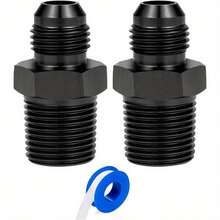 2PCS 6AN Male Flare To 3/8" NPT Pipe Fitting Adapter Aluminum Straight Black - Black - View 15