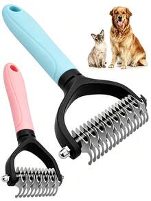 1/2pcs Stainless Steel Pet Dematting Comb, Double-Sided Slicker Brush, Suitable For Cats And Dogs, Efficiently Detangle Fur And Remove Loose Hair, High-Quality Durable Stainless Steel Material - Multicolor - View 1