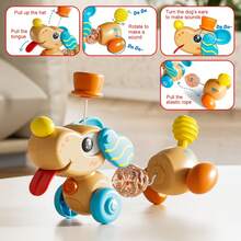 Cute Cartoon Dog High Chair Suction Toy, Rotating Interactive Baby Sensory Toy With Teether Rings, Light & Sound Developmental Rattle Toy, Infant Dining Table Educational Gift For Newborn Toddlers 18M+ - Multicolor - View 11