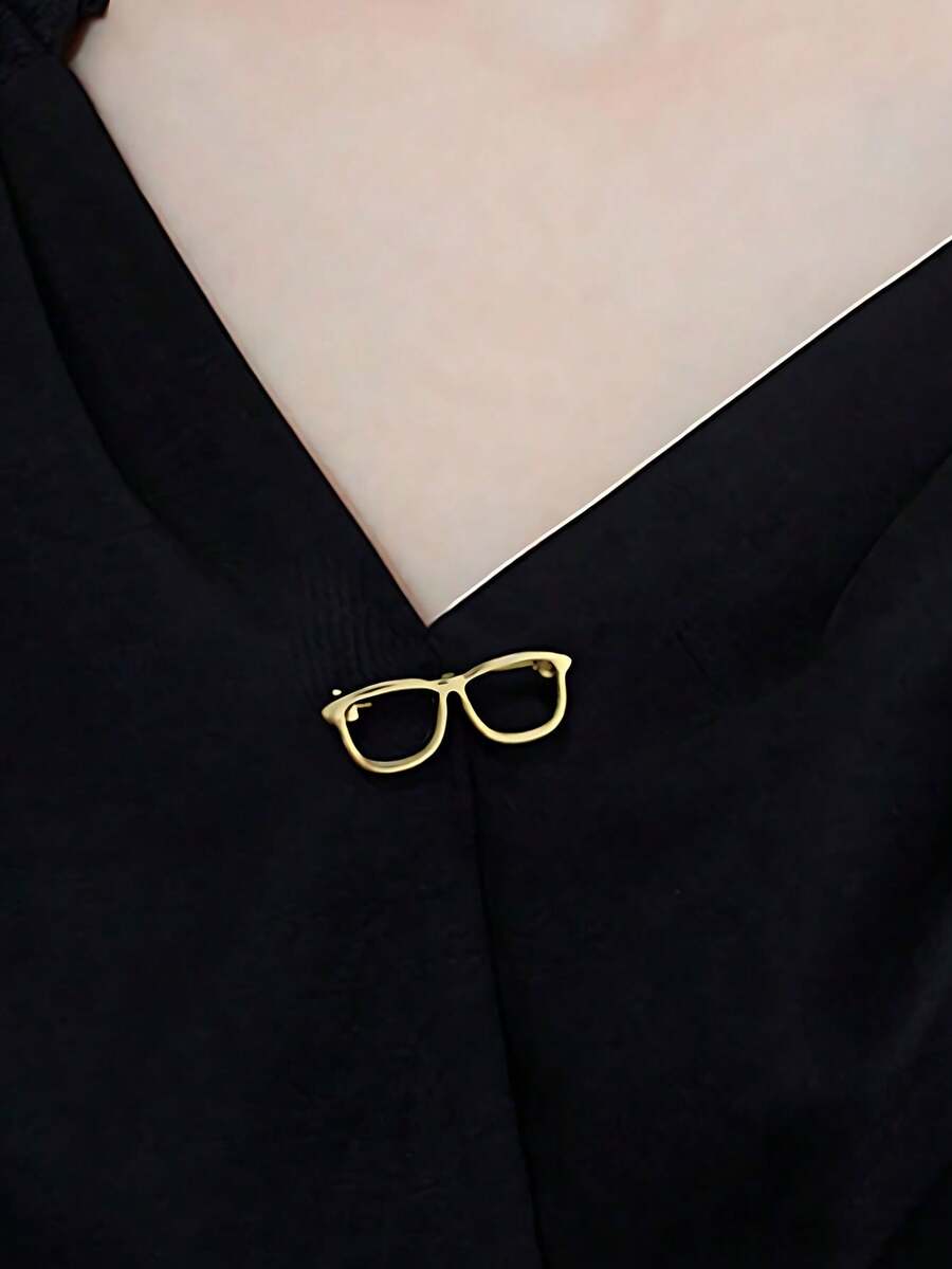 Cartoon Gold Mini Glasses Metal Brooch, Suitable For Backpack And Jacket Decoration - Gold - View 1