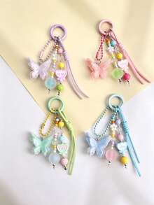 1pc Resin Flower Butterfly Bag Charm, Cute Girly Backpack Pendant - Multicolor - View 1