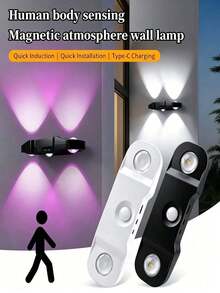 1pc Dual-Pupil Four-Cat Eye Motion Sensor Magnetic Night Light, Rechargeable Wall Lamp, Suitable For Hallway, Bedroom, Stairs And Living Room Smart Sensor Night Light, No Drilling Required, Soft Light For Better Sleep, Easy Installation, Light, Lamp, Bedroom Light, Bedroom Lighting, Bedroom, Light, Small Light, Gift - Double Pupils and Four Cat Eyes - View 7