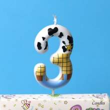 1pc Number 0-9 Birthday Candle, Denim Blue & White Handmade Design, Cake Decoration Topper, Suitable For Birthday Party Dessert Table Birthday Candle - View 8