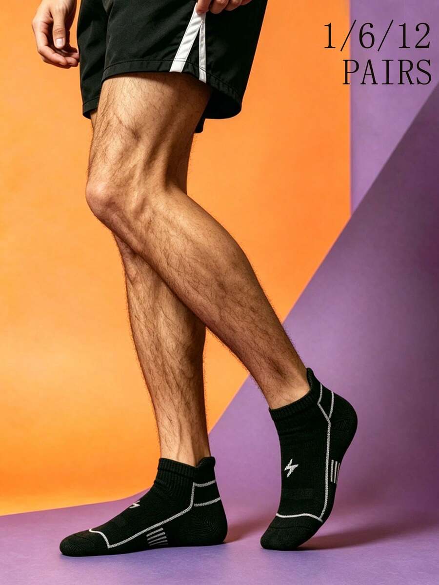 1/6/12 Pairs Sports Short Socks, Suitable For Daily Sports, Running Socks, Fitness Socks - Multicolor - View 1