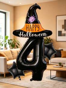 4pcs Black Wizard Hats With Star Pattern, Suitable For Halloween Party Decoration, Children's Birthday Party, Theme Party, Holiday Events And Party Decoration - View 5