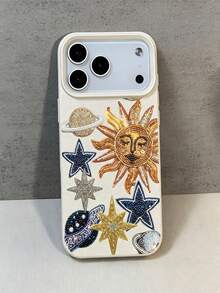 1pc Glittery Starry Sky Sun Planet Star Pattern TPU Phone Case, Compatible With Apple 17/17Pro/17Promax/17Air/Apple 16/16Pro/16Promax/16Plus/15/15Pro/15Promax/14Plus/14Promax/13/13Promax/12Pro/12Promax/11/11Pro Fashion Protective Soft Shell - Multicolor - View 5