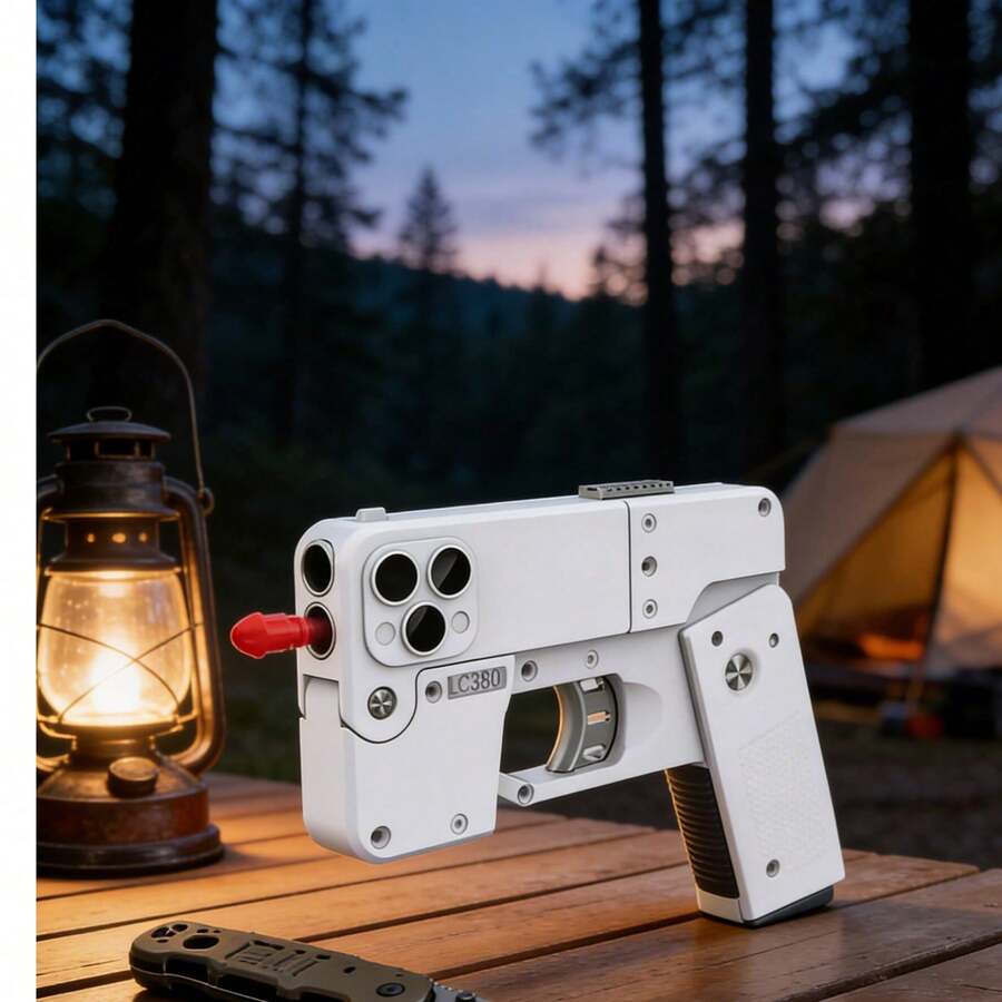 Mini Folding Automatic Soft-Bullet Gun, Adult Stress-Relieving Soft-Bullet Toy Gun. Mini Folding Automatic Firing. Office Stress-Relieving Interactive Small Item. - White - View 1