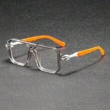1 Pair Men's Metal Retro Square Fashionable Non-Prescription Glasses, Suitable For Back To School, Daily Life, Outdoor Leisure Activities, Office Business And Other Occasions, Fashion Accessory - Clear - View 5