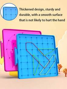 Plastic Double-Sided Geoboard, Geometric Shape Nail Board, Shape Nail Board. Synchronized Teaching Tool. [Includes 10 Rubber Bands And Diagrams]Math Teaching Tool Set. - Multicolor - View 4