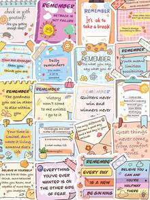 50Pcs Inspirational English Stickers, Decorative Decals For Water Tumbler, Laptop, Phone Case, Luggage, Office & Scrapbook, Ideal Birthday Gift, School Reward & DIY Craft Supplies School Supplies - 50pcs - View 1
