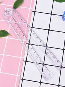 15/2/1 Creative Drawing Measuring Acrylic Transparent Folding Ruler, Transparent Design, Minimalist Style, Foldable Storage, Portable, Student Supplies, Back To School Essential - A - View 6