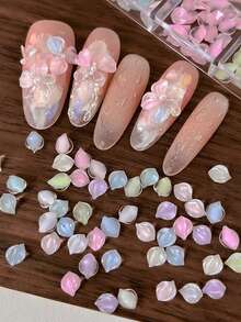 12-Grade Decorações de Arte de Unhas com Pétalas de Flores de Gelo Mistas, Flores de Cinco Pétalas de Resina Transparente de Gelo, Flores de Cristal de Gelo Acessórios de Decoração de Unhas DIY - Multicolorido - Visão 3