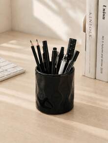 1pc Desktop Stationery Storage Box, Minimalist Modern Style, Cylindrical Asymmetrical Wavy Design, Suitable For Study Room, Office And Student Dorm, Perfect For Back To School Or Holiday Gift, 5 Colors Available - Multicolor - View 6