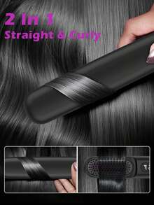 Cordless Hair Straightener Brush, Rapid Heating, Hot Comb Hair Straightener For Women, Lightweight, Type-C Charging Port, Anti-Scald, Lightweight, USB Rechargeable - Black - View 9
