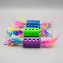 3pcs New Pet Feather Ball Toys, Cat Self-Entertainment Toys, Made Of Realistic Polyester Feathers With Colorful Tassel Feather Design, Interactive Pet Toys - View 7