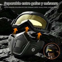Gafas con máscara facial, gafas para motocross, casco de equitación, gafas retro para esquí - A - Ver 3
