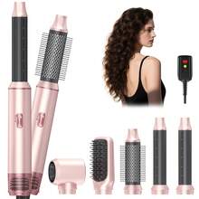 UKLISS 5-In-1 Green & Gold Hot Air Comb: 800W Multi-Purpose Tool For Curling, Straightening & Drying, Portable For Travel & Great Valentine's Present - 675 Pink - View 2