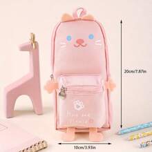 Large Capacity Cute Cartoon Animal Pencil Case - School Supplies, Durable Oxford Cloth, Suitable For Back-To-School Season, Students And Everyday Office Supplies, , - A - View 3
