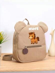 1pc Mini Back To School Personalized Customized Backpack, Casual Cute Cartoon Pony Theme Print, Zipper Closure Nylon Material, Adjustable Shoulder Straps, Hand-Carry, Suitable For School, Shopping, Daily Outings, Outdoor Trips. Birthday Gift. - Multicolor - View 8