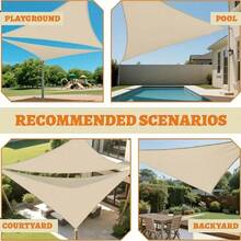 1pc Outdoor Triangle Sun Shade Sail, UV Protection Triangle Sun Canopy, Designed For Swimming Pool, Patio, Backyard, Deck And Garden Outdoor Activities - Khaki - Multicolor - View 7