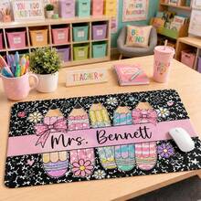 1pc Personalized Name Desk Pad, Personalized Mouse Pad, Teacher Desk Mat, Monogram Preppy Desk Decor, Large Desk Blotter, Gift For Teacher - Style 1 - View 2