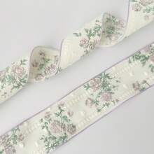 2 Yards Cotton-Feel Hollow Flocked Yarn Ribbon, Floral Print Textured Yarn Ribbon, Wedding Bouquet Decoration Ribbon, Suitable For Handmade Bouquets, Gift Wrapping, Party Decor, Floral Design, Handmade DIY Bow Gift Ribbon, Smooth Texture, Event Decoration, Peach Blossom Ribbon, Wedding, Holiday Gift, Gift Wrapping Pink Ribbon, Handmade Pink Ribbon Roll, Pink Bow Ribbon, Handmade Ribbon, Elegant Ribbon, Party Favor Ribbon, Decorative Ribbon - 1 Piece, Purple - View 6
