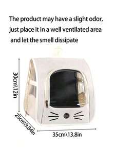 PETSIN Foldable Pet Carrier Bag, Cartoon Cat Face Pattern, Large Capacity, Double-Sided Breathable Transparent Design, Handheld Dual-Use Pet Backpack, Portable Storage Travel Bag, Suitable For Cats And Small Dogs, Ideal For Cat Walking And Short Trips - Multicolor - View 3
