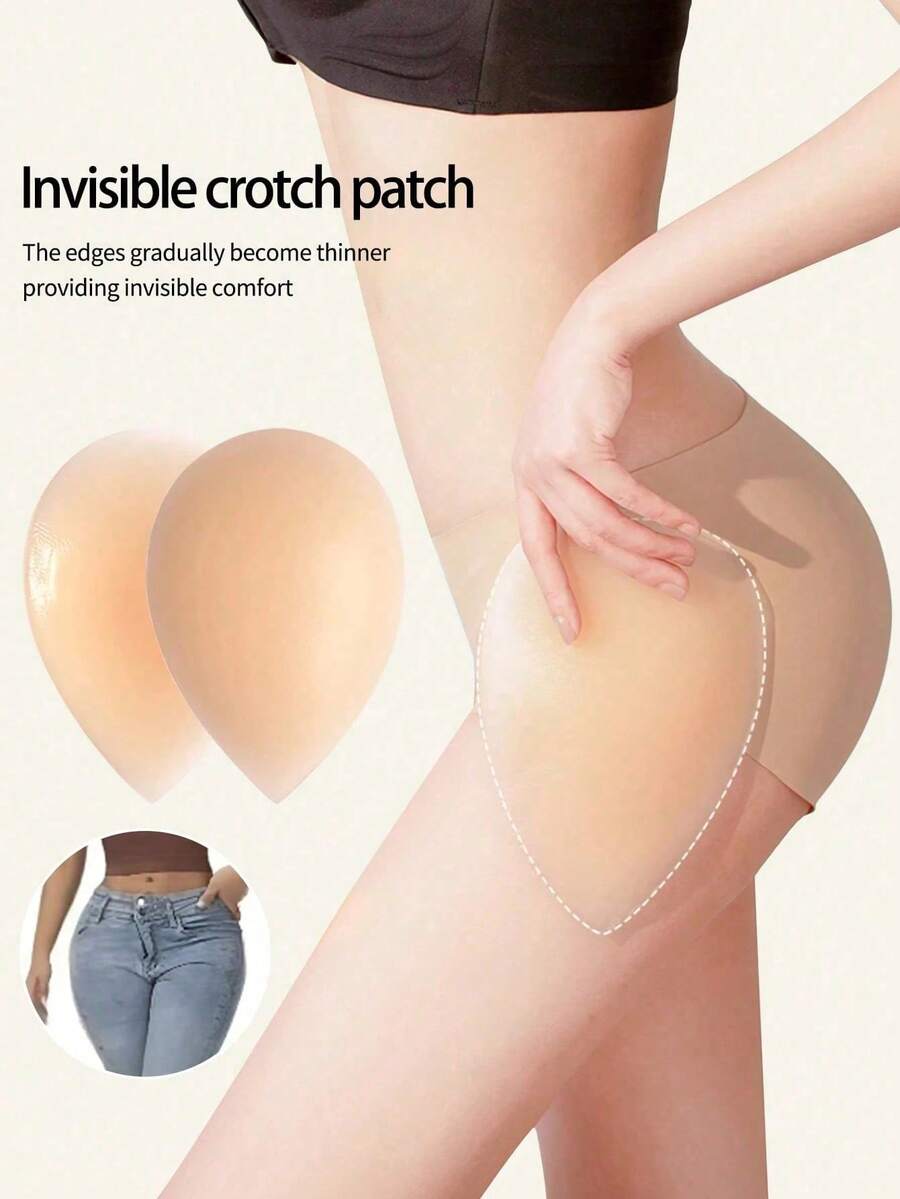 Teardrop Gradient Thin Edge Silicone Hip Pads, Self-Adhesive Invisible Butt Lifter For Skinny Jeans Yoga Pants Pencil Skirts - Apricot - View 1