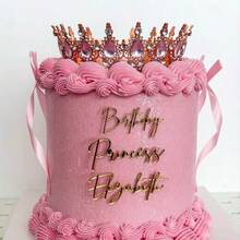 1pc Premium Gold Mirror Acrylic Cake Topper, Laser Cut Customized Cake Decoration Plug-In, Durable & Vibrant, Reusable, Personalized Decor For Weddings, Birthdays, Tea Parties And Office Celebrations - Multicolor - View 4