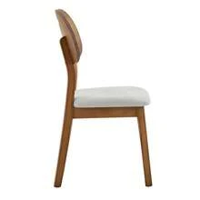 Modern Style Dining Chair Set (2 Pieces) / Oval Solid Wood Dining Chairs With Backrest / Wooden Chairs With Carrying Handles / Upholstered Kitchen Chairs / Suitable For Dining Room And Living Room - 灰+胡桃木色 - 查看 9
