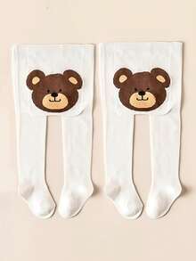 1/2/3pcs Cartoon Bear Print Baby Footed Tights, Soft Elastic High Waist Infant Toddler Tights - Multicolor - View 42