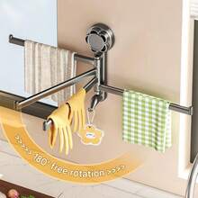Suction Cup No-Drill Kitchen Towel Rack, Rotatable Multi-Function Dishcloth Storage Rack, Suitable For Kitchen And Balcony - Multicolor - View 4