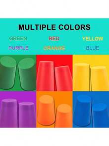 Stacking Cups Game Set, Desktop Puzzle Competition Game, Color Sorting Recognition Educational Training, Logical Thinking Training, Stacking Cups Interactive Game, Party Game Gift - Multicolor - View 3