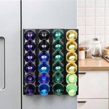 No-Drill Self-Adhesive Coffee Capsule Storage Rack, 4pcs Wall-Mounted Vertical Capsule Storage Strips, Can Be Attached To Coffee Corner, Coffee Machine Side, Cabinet Door, Removable And Reusable - Watermelon Pink - View 9
