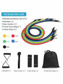 12pcs Fitness Resistance Bands, Suitable For Home Workout, Strength Training, Pilates And Body Shaping - Black - View 3