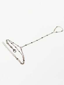 Elegant Women's Minimalist Finger Bracelet, Bridal Jewelry Fashion Hand Accessory - Silver - View 4