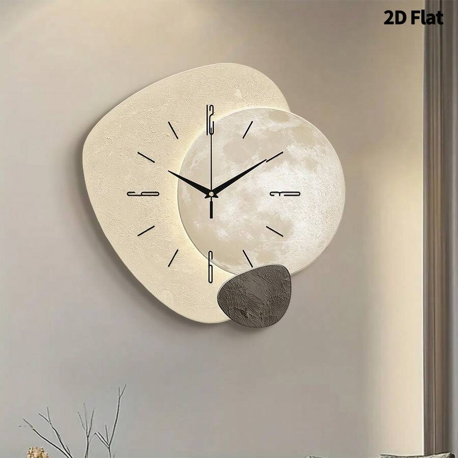 Horloge murale design lune moderne, mouvement quartz ultra-silencieux, sans bruit de tic-tac, design plat, convient pour décorer le salon, la chambre, le bureau, la cuisine et le café, cadeau décoratif parfait pour les amis et la famille, peut être utilisé pour la décoration de la chambre, la décoration de la chambre, la décoration du dortoir, la décoration de la rentrée scolaire, la surprise scolaire, la saison de la rentrée scolaire, la décoration de mariage, le cadeau d'anniversaire d'un ami, la décoration de la maison et les fournitures scolaires. - Horloge murale décorative - Voir 1