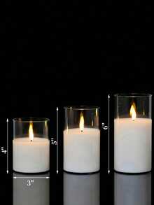 1/2/3pcs LED Flameless Candles With Remote Control And Timer, Suitable For Table Centerpiece Decoration, Wedding, Garden, Holiday Party - Transparent - View 11