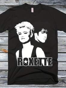 Roxette Graphic T-Shirt For Men And Women - Featuring Iconic Lettering And Images Of The Members - Casual Crew Neck Clothing For Music Enthusiasts - S - Black - View 7