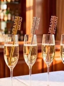 1/10/20pcs Personalized Wedding Drink Stirrers, Customized Name Stir Sticks, Customized Name Cocktail Sticks, Suitable For Weddings, Bachelor Parties, Any Celebration, Glass Decor And Cocktail Bar Accessories, Engagement Party Stir Sticks, Valentine's Day Gift, Gift For Him/Her - Multicolor - View 5