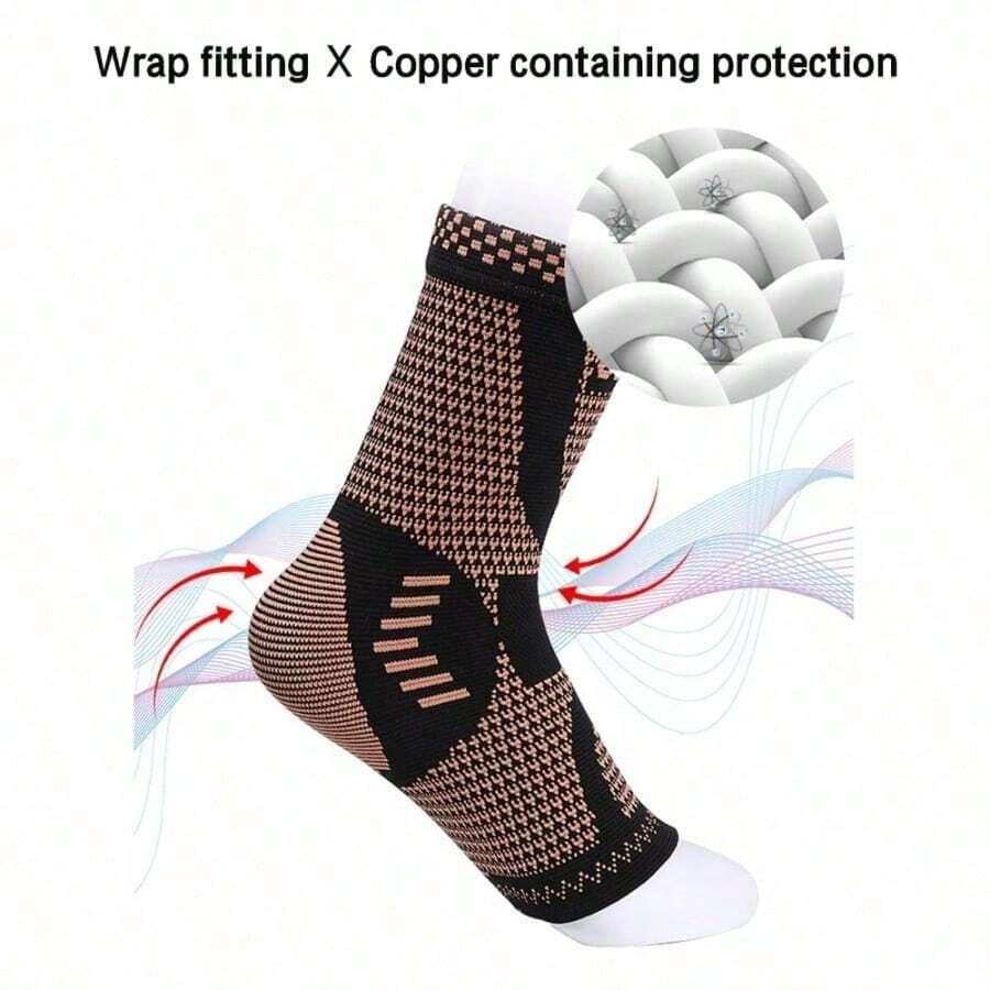 Women's And Men's Copper Compression Ankle Support Sleeve With Heel And Arch Support Foot Stabilizer - Black - View 1