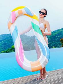 Adult Water PVC Inflatable Hammock Lounge Chair Rainbow Ice Cream Mesh Hammock Water Float, Easy To Carry, Pool Float, Summer Pool, Lake, Beach Party - Multicolor - View 3